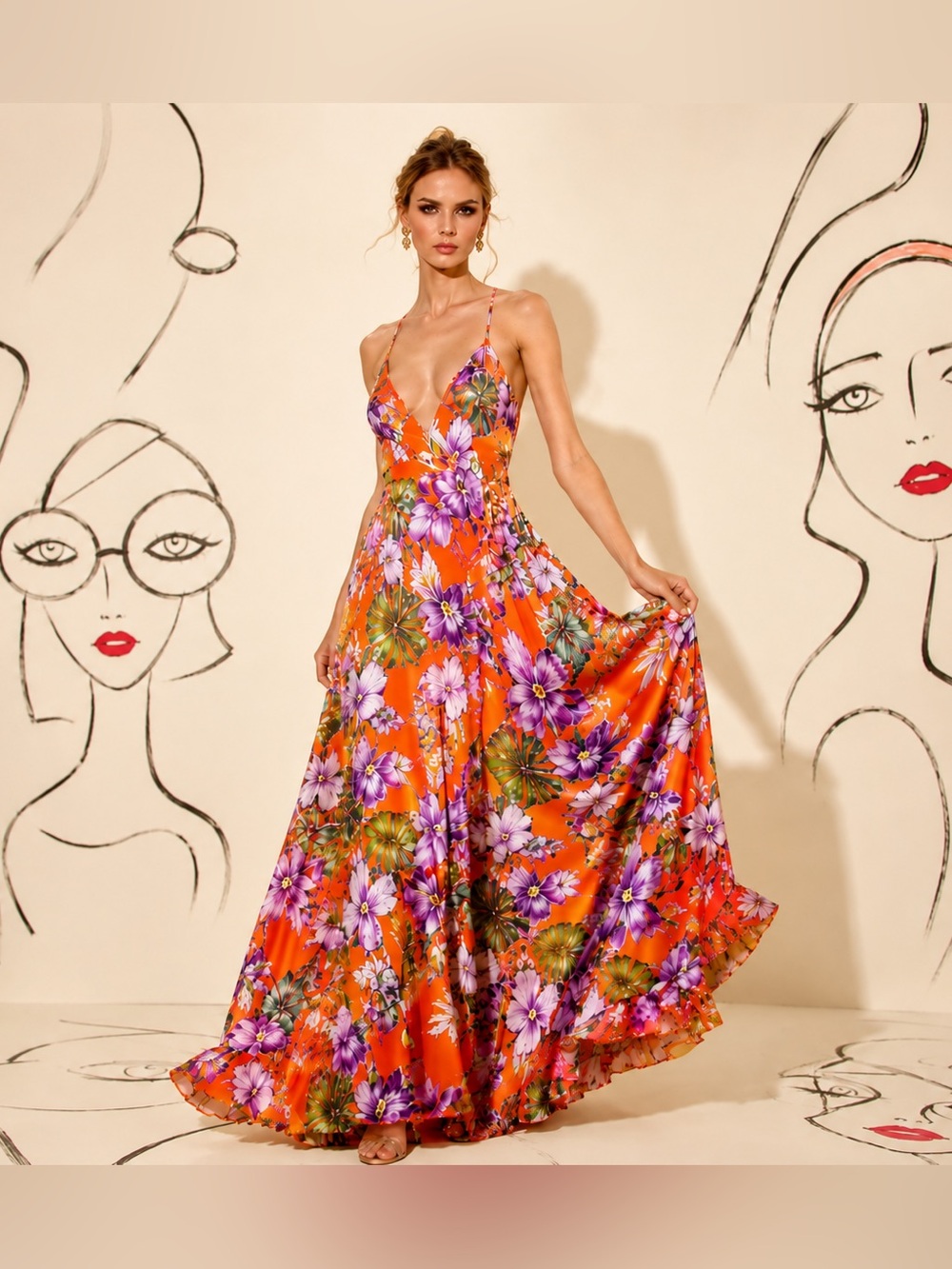 Alice + Olivia Tyler Flowy Floral Maxi Dress | REVOLVE Designer
